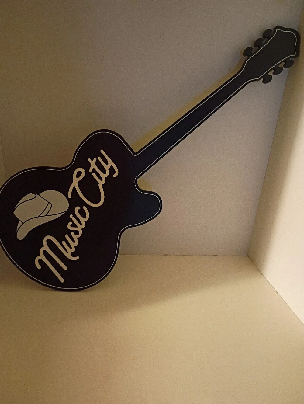Music City Guitar Wall Mounted Wooden Sign 24X9 5